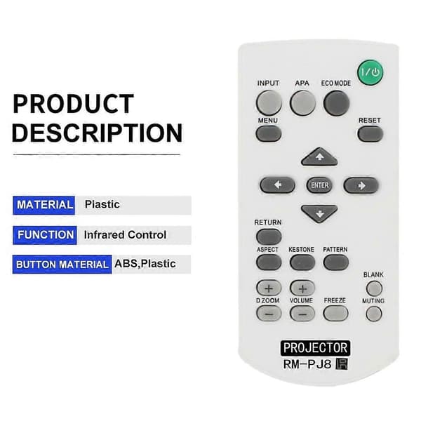 Erstatningsfjernkontroll for Sony trådløs bryterprojektor