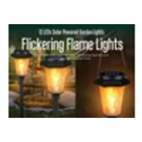 4 stk. 12 LED Solcellelampe Udendørs Havelampe Solcelleflammelamper Flimrende Dansende Sti Lampe Terrasse Fakkel Sekskant Vandtæt