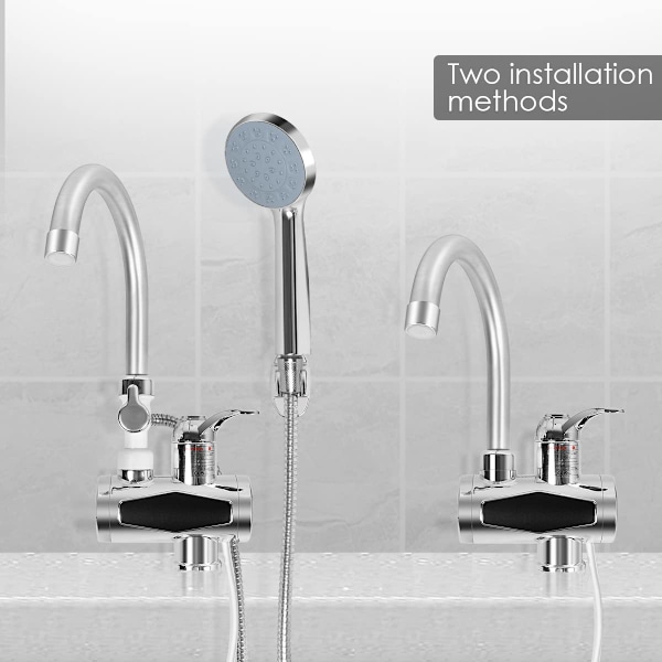 Elektrisk vandhane med vandvarmer 220V 3000W - LED temperaturdisplay 1.5m 304 shower pipe