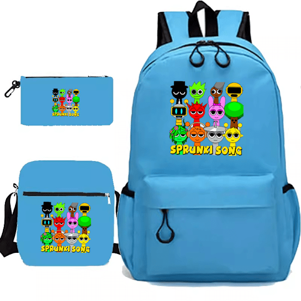 Sprunki song 3 kpl:n setit Reppu Mochila Lasten Tilavat Laukut Sky blue