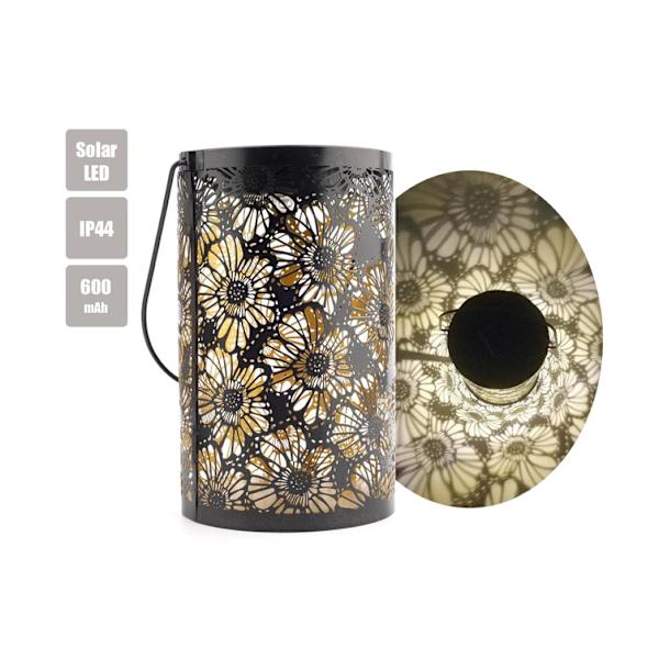 LED Solarlampa Utomhus Trädgårdslampa Hängande Solarlykta Dekorationslampa Retro Metall Utskuren Svart Vattentät