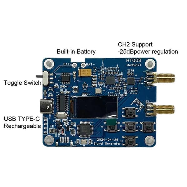 HT008 MAX2871 Signalkilde 23,5-6000MHz RF-modul Består af Seriel Kontrol CH2 Support -25dB Effekt