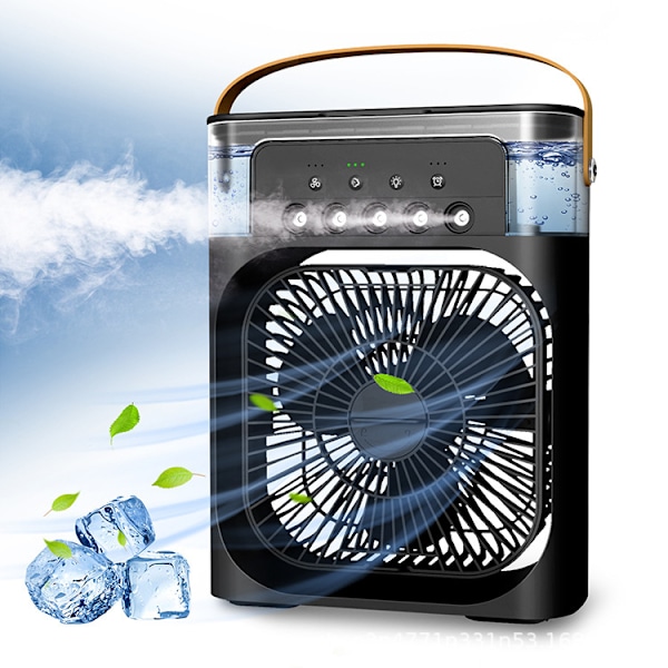 Kannettava ilmastointilaite 4 in 1 600ml 3-nopeuksinen tuuletin Black