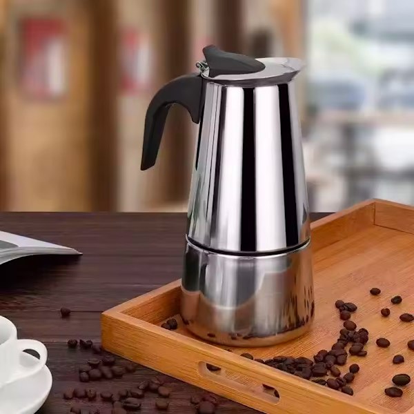 Maple Kaffetrakter i rustfritt stål for hjemmet - Moka, Espresso, Percolator, Latte-servering 6 Cups