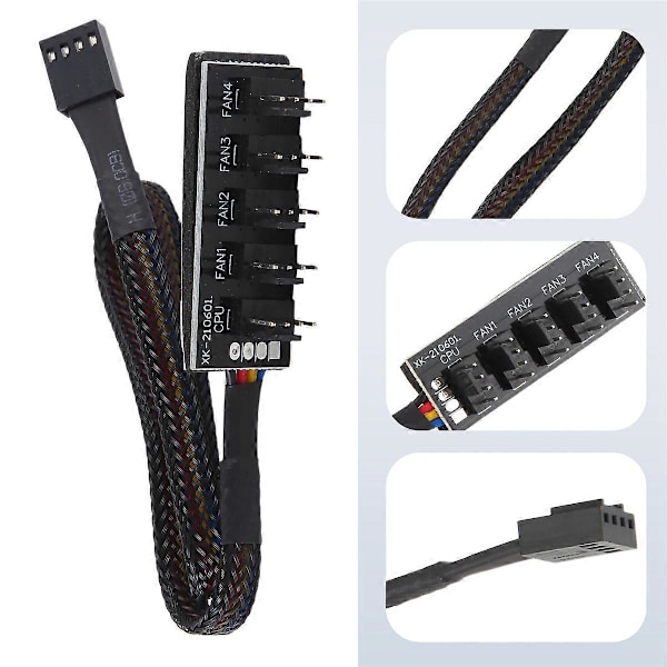 Host Case PC Køler Blæser Strømkabel 1 Hun til 5 Han 4Pin Socket Blæser Hub Splitter Kabel til 4Pin P