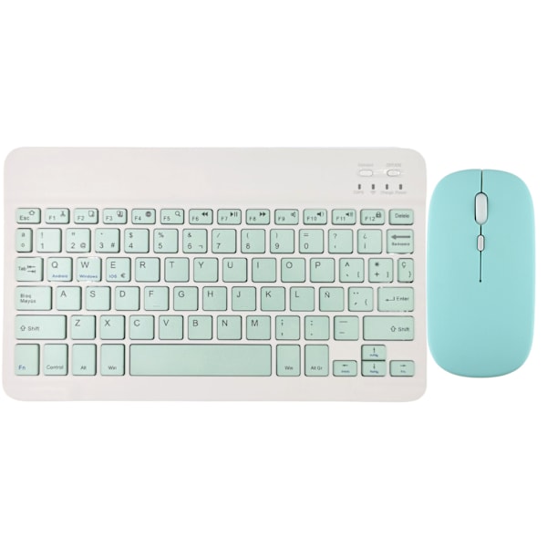 Langaton näppäimistö ja hiiri iPad Air 5, 4 Pro, 11, Bluetooth, espanja, englanti, Android, iOS, Windows, puhelin, tabletti green Spanish