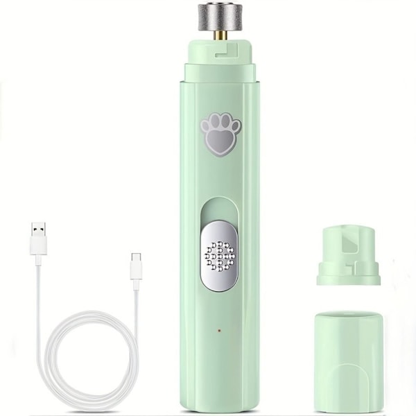 Elektrisk negleklipper for hund, USB-oppladbar negletrimmer, slitesterk, smertefri negleklipper for kjæledyr, katter, 2 blader Green