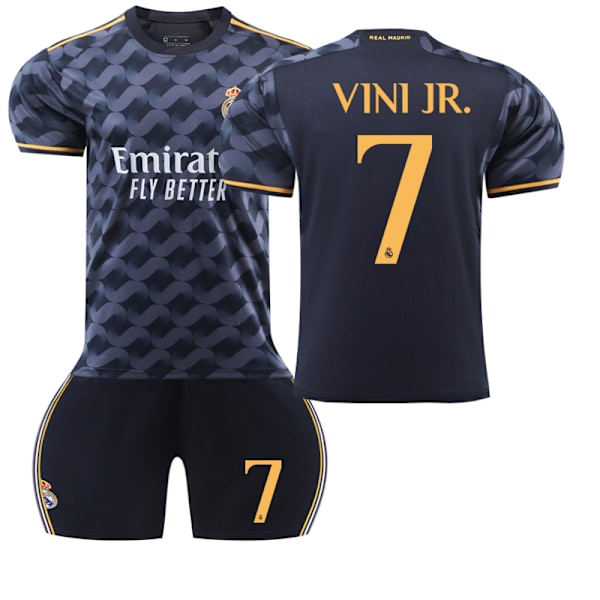 2324 Real Madrid Udebane Sort Fodboldtrøje VINI JR. Trøje 20(110-120cm)
