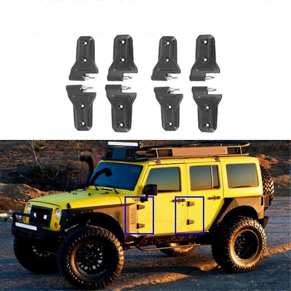 1Set/8st Bildörrsgångjärnssats för Jeep Wrangler JL 4DR 2018+ Karossgångjärnsskydd Trim Lång Topp och Kort