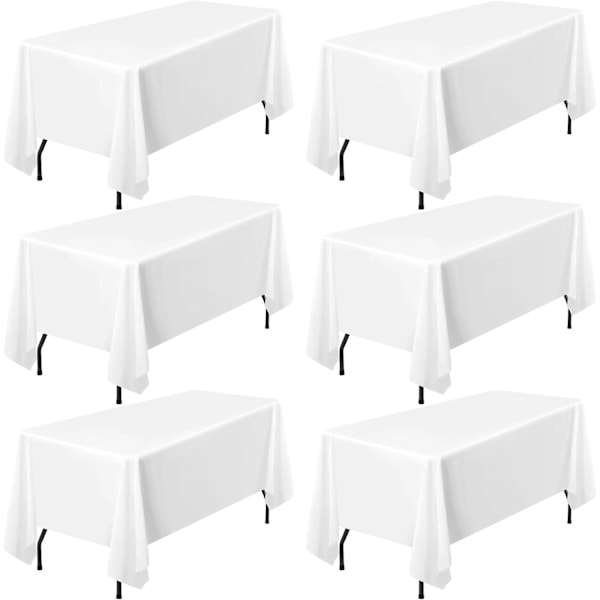 Pakke med 6 hvite polyesterduker for rektangulære bord 1,8 meter - 137 x 274 cm