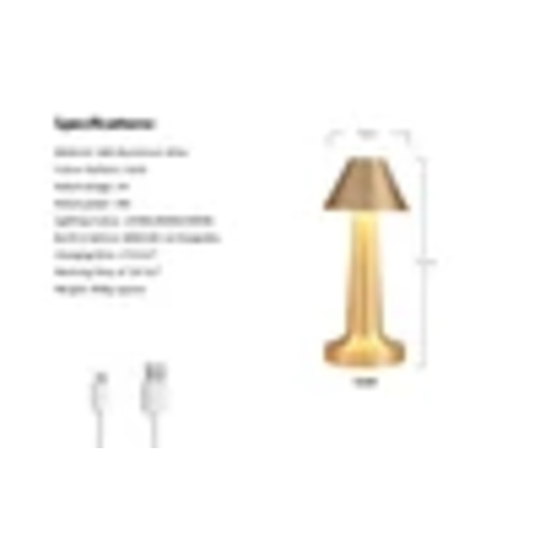 Johdoton LED-pöytävalaisin, metallinen yövalo, kosketusohjaus, himmennettävä, värinvaihto, kultainen varjostin, ladattava