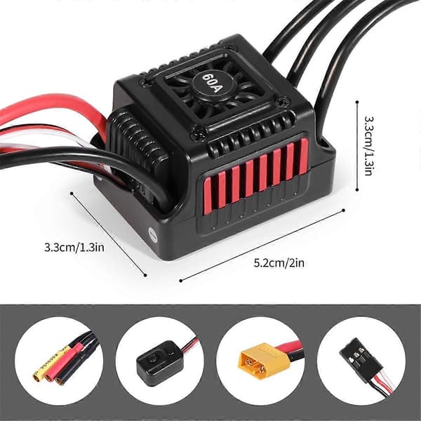 Sensoriton harjaton vedenpitävä auto ESC 60A XT60-liitin