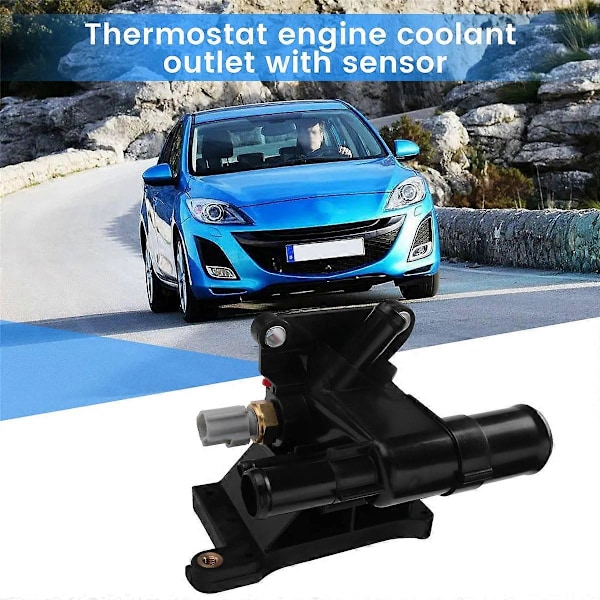 Ny termostat motor kølevand udløb med sensor til Mazda 3 5 6 2006-2013 2.0L-L4 Ford LF9415