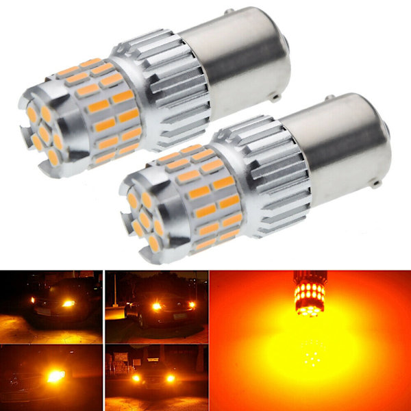 Gula BA15S LED-lampor, Blinkers, 2x1156-lampor, 7506P21W