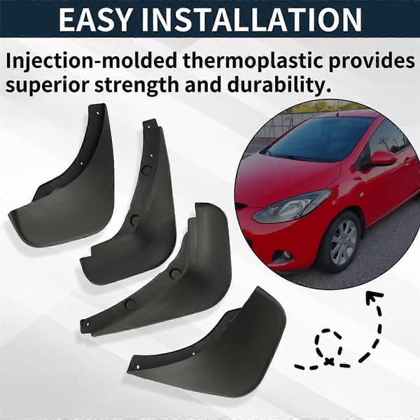 4 stk. Mudflap for Mazda 2 2007-2012 Skjerm Mud Flaps Guard Sprutklaff Mudguard Tilbehør