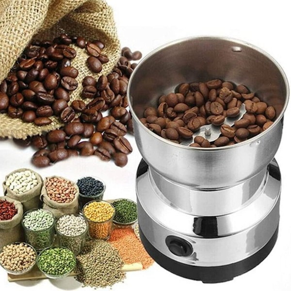 Bærbar elektrisk kaffekvern for hjemmebruk 200W EU-plugg Silver