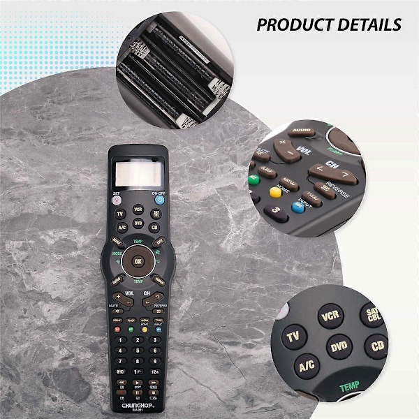 CHUNGHOP RM991 Smart Universell Fjärrkontroll Multifunktionell Inlärningsfjärrkontroll för TV/TXT, DVD