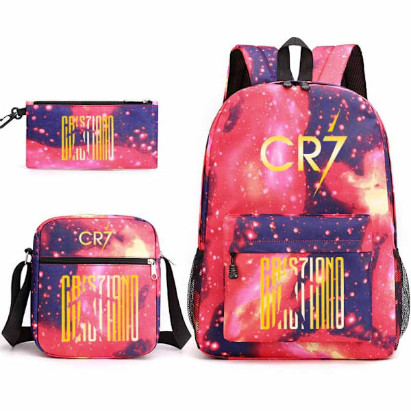 CR7 Ronaldo 3 kpl:n setti Reppu Mochila Lasten Tilavat Laukut-2 Starry sky red