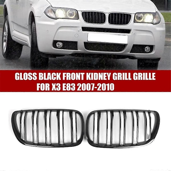 1 par bil front nyre grill blank sort motorhjelm grill til BMW X3 E83 diesel benzin SUV 2007-2