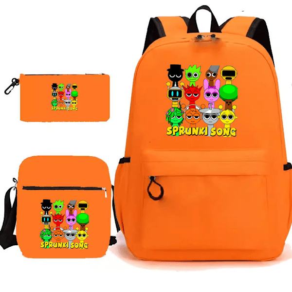 Sprunki song 3 kpl:n setit Reppu Mochila Lasten Tilavat Laukut orange color
