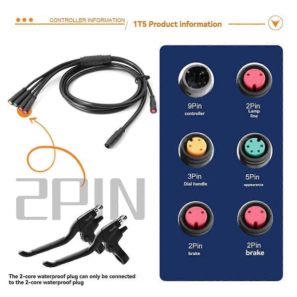 Elektrisk cykelcontroller med 1T5 lysledning KT-22A vandtæt sinusbølgecontroller Essential E-B