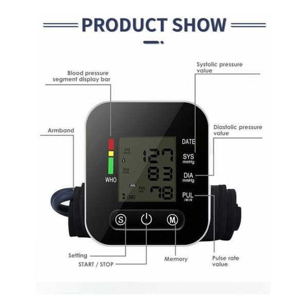 Blodtryksmåler, elektronisk blodtryksmåler, blodtryksmåler til hjemmet sphygmomanometer