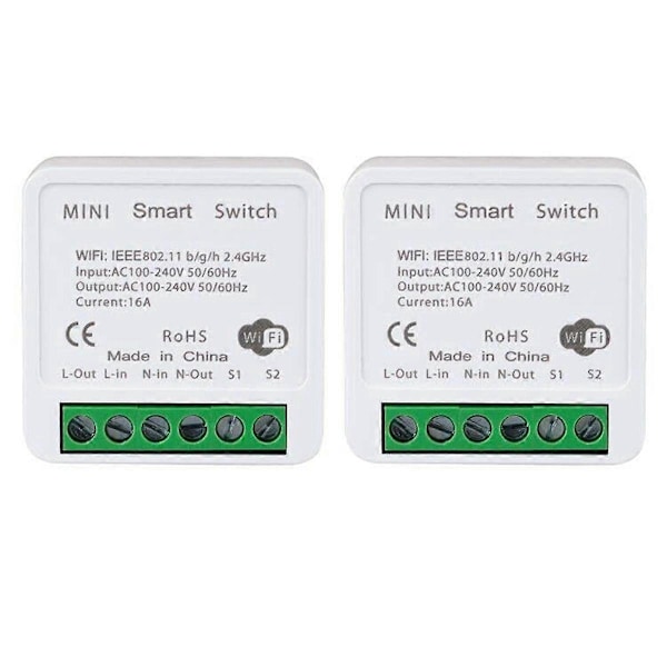 WiFi Smart Switch Lysbryter, APP Fjernkontroll, Stemmekontroll, DIY-modus, Timerfunksjon, LAN Con
