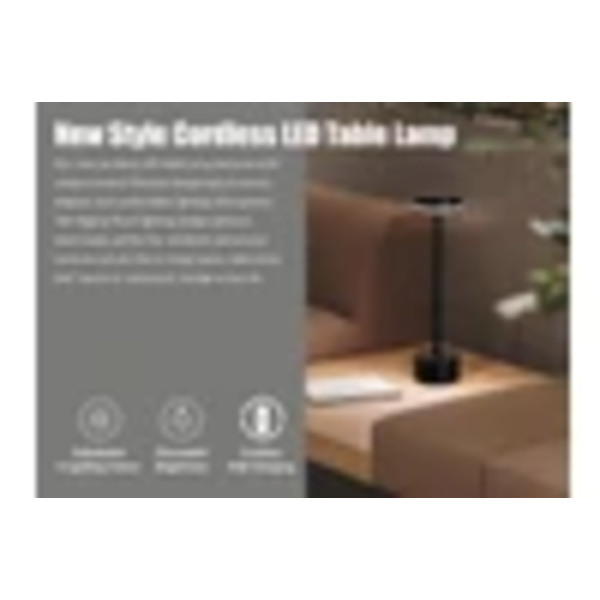 1-pack LED Sladdlös Bordslampa Sänglampa Dämpbar Nattlampa Touchkontroll 3 Färger USB Uppladdningsbar Svart