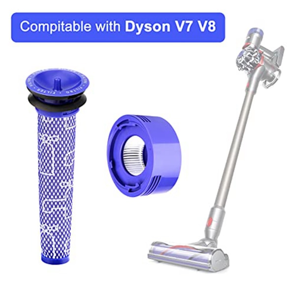 4 kpl suodattimen vaihtopaketti Dyson V7, V8 Animal ja V8 Absolute johdottomalle pölynimurille HEPA-suodattimen vaihdot