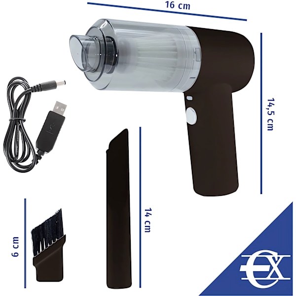 USB Genopladelig Ledningsfri Håndholdt Støvsuger | 100ml | Vaskbart Filter | LED Lys