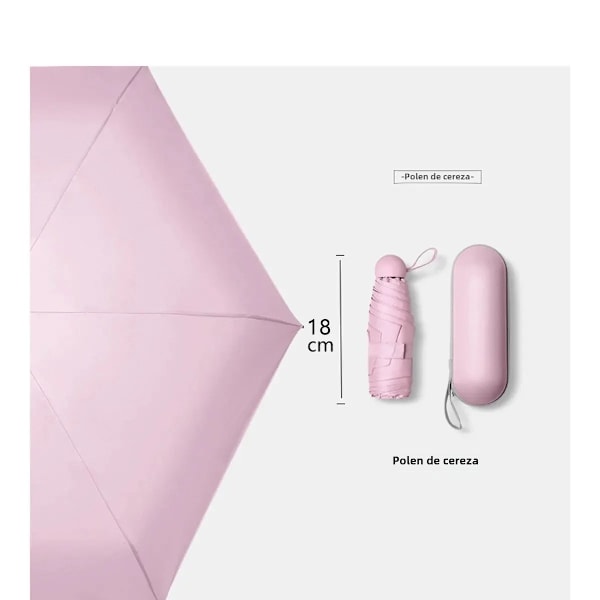 CAPSA:n korkealaatuinen 5-osainen aurinko- ja sadevarjo visiiritaskulla naisille pink