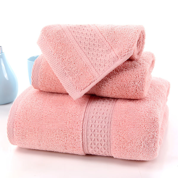 Lyxigt handduksset i bomull för hemmet, 3-delat set, ultramjukt, mycket absorberande, inkluderar 1 badhandduk, 1 handduk, 1 tvättlapp 3PCS Soft Pink