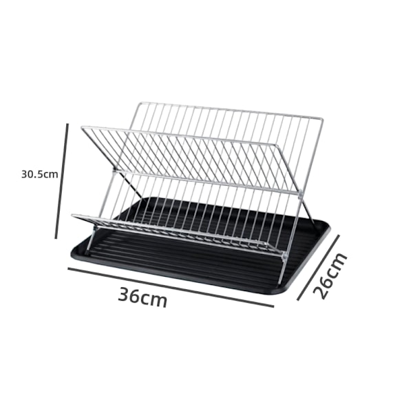Maxhome Lønnefarget Sammenleggbart Oppvaskstativ med Brett 2 Nivåer, Sammenleggbart Stativ og Tørkebrett for Vasken, Oppbevaring og Lagring for Oppvask, 36x26x30,5 cm RANDOM