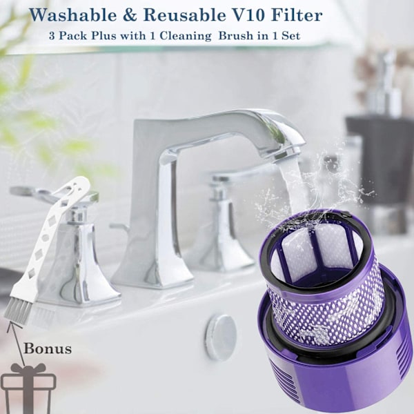 Vaskbart Filter Hepa Enhed til Dyson V10 SV12 Cyclone Animal Absolute Total Clean Støvsuger Filtre Reservedele A