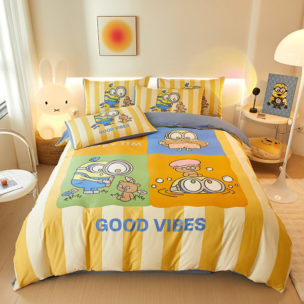 Minions-serien - Quiltset i tryckt bomull - Huggies Single 160*210 (3pcs)