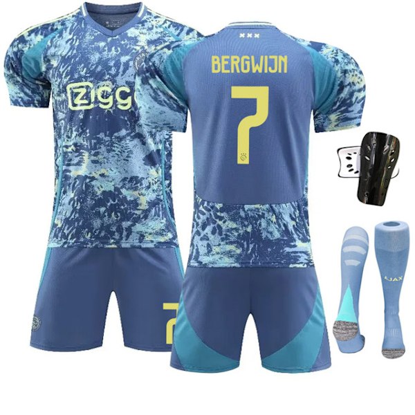 2425 Ajax vieras pelipaita Bergwijn jalkapallopaita+sukka+suojavarusteet 16(90-100cm)