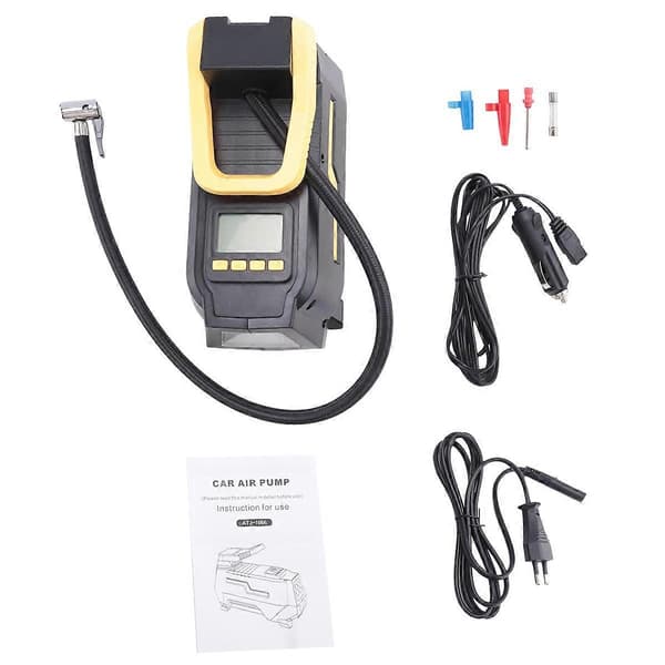 Bil AC/DC 12V Däckpump Bärbar Digital Luftpump med LED-ljus & Lång Strömkabel