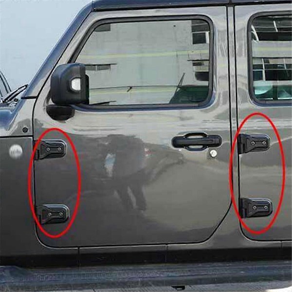 1Set/8st Bildörrsgångjärnssats för Jeep Wrangler JL 4DR 2018+ Karossgångjärnsskydd Trim Lång Topp och Kort