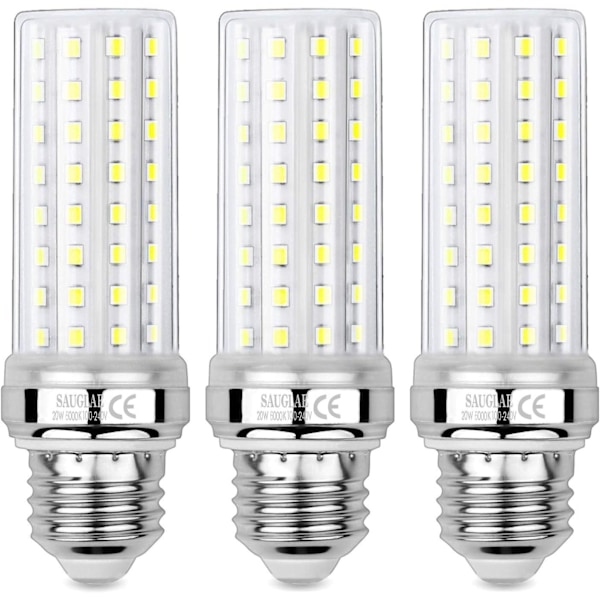 SUGLAE 20W LED Majslampor | Kallvitt 6000K | E27 3-pack A
