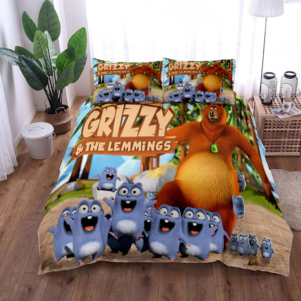 Grizzy ja Lemminkäiset Sarjakuva Peittosetti 3-osainen-B SINGLE 135x200cm