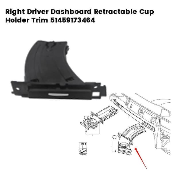 Bil Höger Förare Infällbar Mugghållare Trim 51459173464 för BMW E90 E91 E92 E93 2005-2012 Instrumentbräda