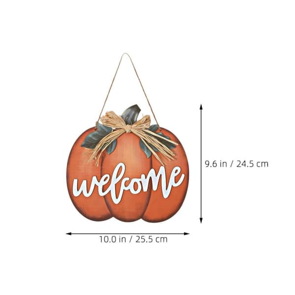 Velkomstskilt i træ formet som græskar til Thanksgiving-døren, Halloween-fejring Orange