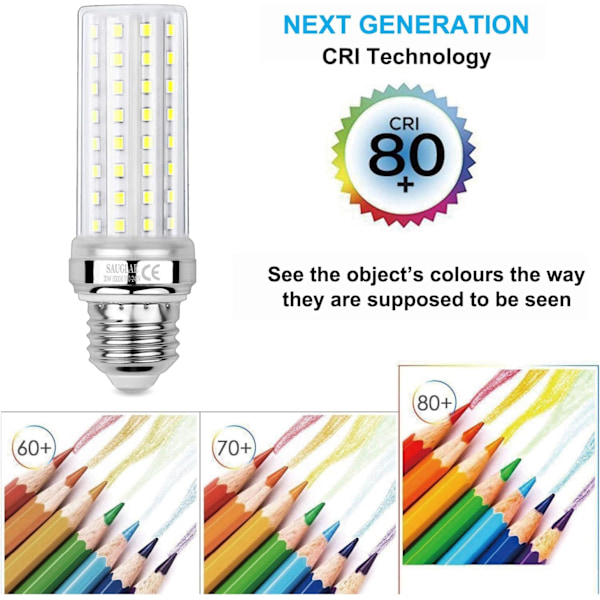SUGLAE 20W LED Majslampor | Kallvitt 6000K | E27 3-pack 20W high brightness model