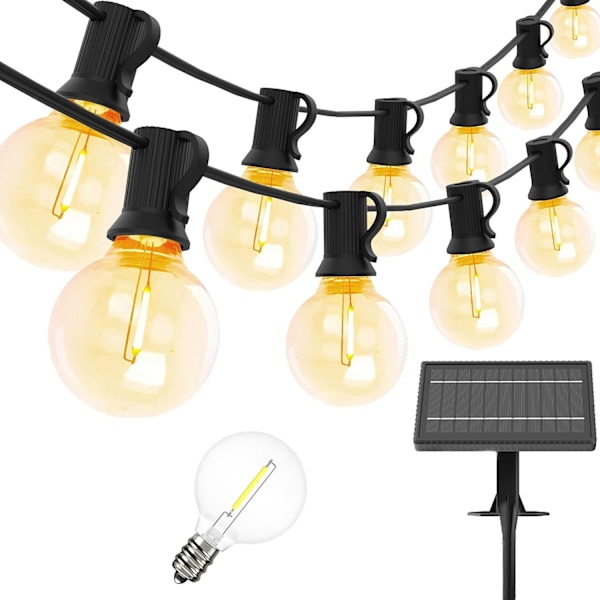 Solcelle Lyslenke Utendørs 25 LED G40 Pære 9M