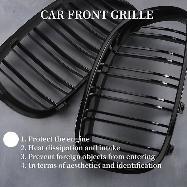 1 par blank sort front grill nyre dobbelt lamel dobbelt linje grill til BMW E60 E61 5-serie 2003-2