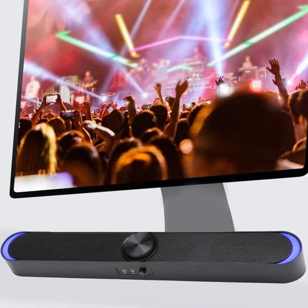 Mini Sort Computerhøjttaler Subwoofer med Dyb Bas, 3,5 mm Jack, Kompakt Desktop Audio til PC Bærbar