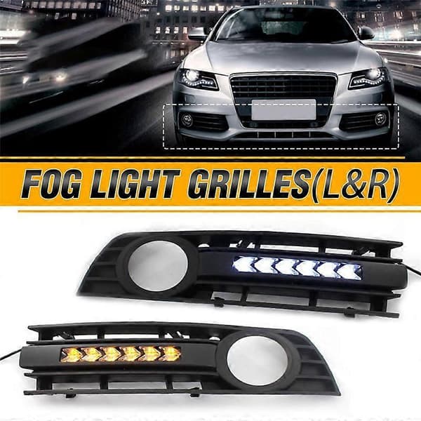 Front Tåkelys LED Kjørelys Grill Tåkelysramme Bil for A4 B6 2001-2005 8E0807681 8
