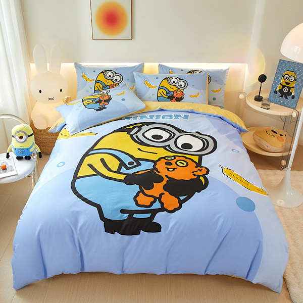 Minions-serien - Dynetrekksett i bomull med trykk - Banan Single 160*210 (3pcs)
