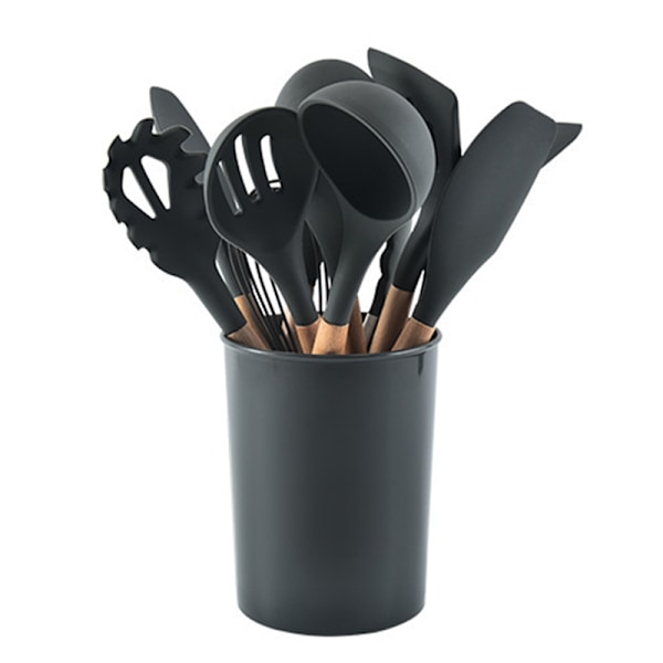 Silikone køkkenredskaber med non-stick træhåndtag Grid