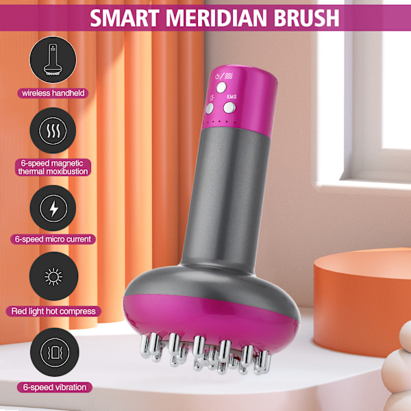 Elektrisk lymfdränagemaskin Meridian Guasha Kroppsmassageborste Lila Purple